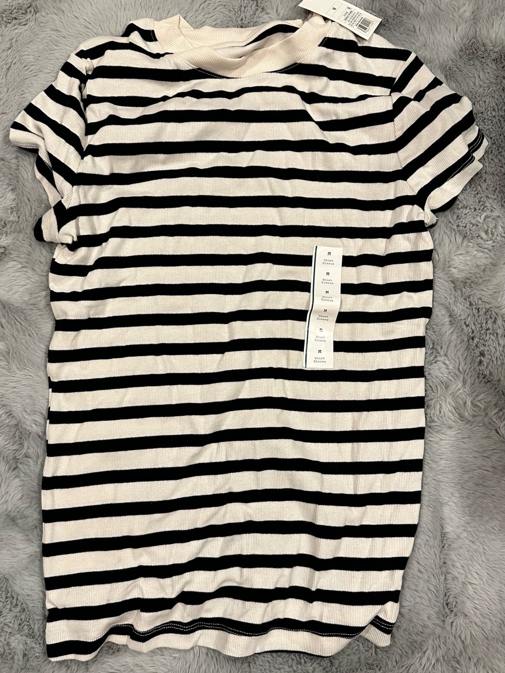 a new day Black & White Striped Short-Sleeve Knit Top